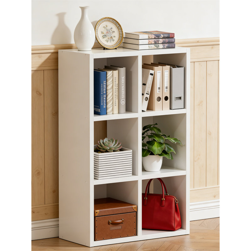 White 6-Cube Storage Organizer, Fits 11-Inch Bins, Stackable Bookcase For Closet, Bedroom, White