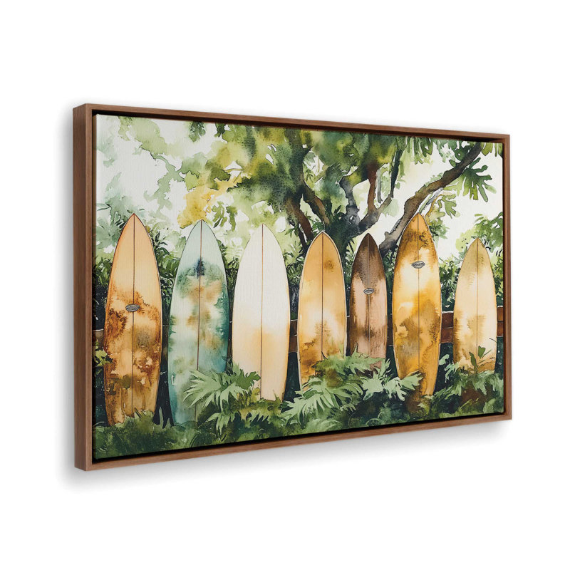 Gamme de jardin Surfer’S, Impression dans un cadre flottant sans passe-parto, Noyer, H 8,75 po x l 12,75 po