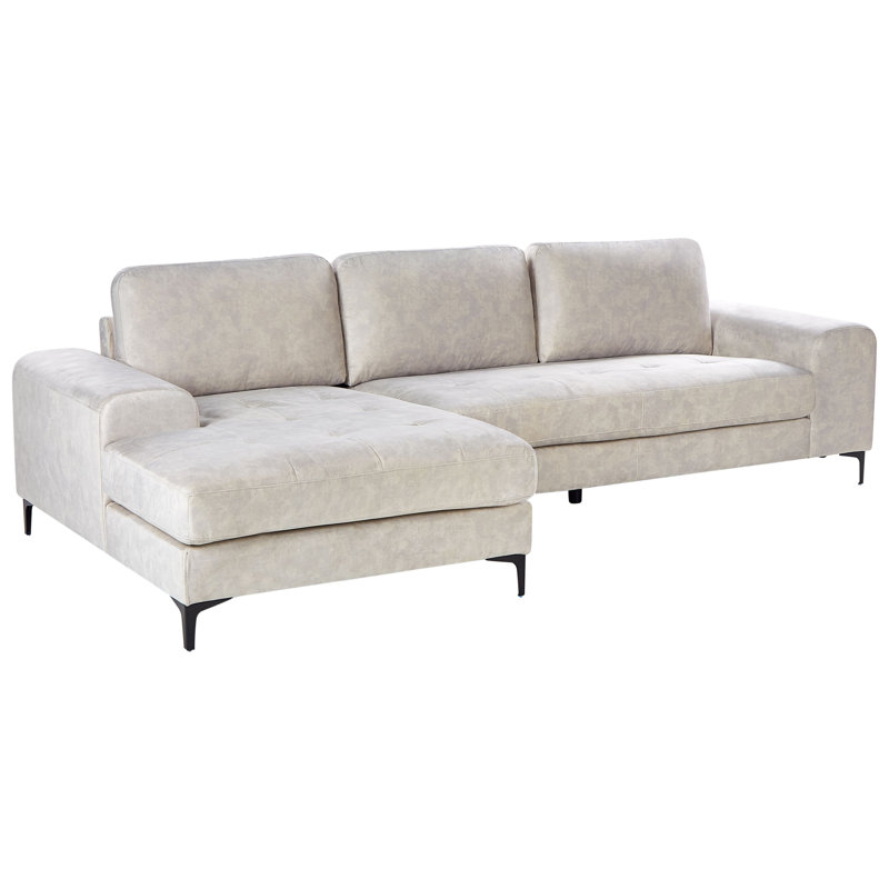 Corner Sofa Kiruna Velvet, Left Hand, Beige