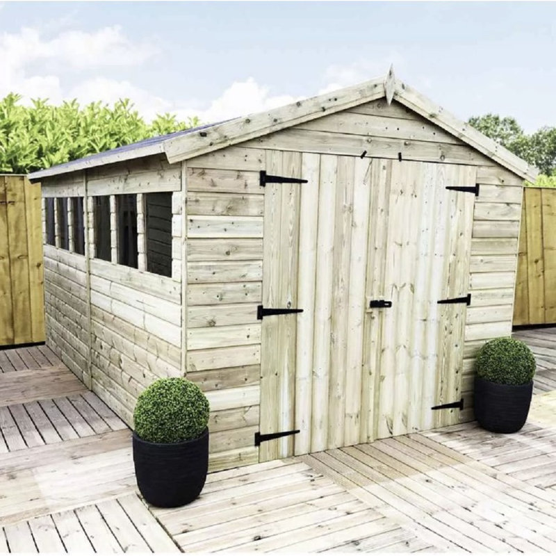 Solid Wood Tongue & Groove Reverse Apex Storage Shed