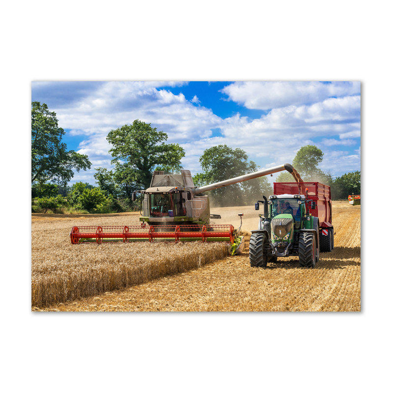 Combine And Tractor - Wrapped Canvas Print