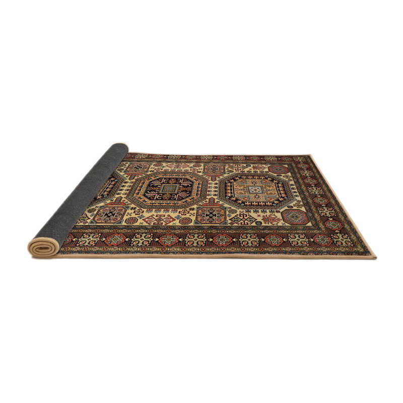 Tapis traditionnel brun / beige, Rond 5 pi