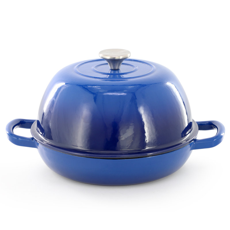 Pot à pain en fonte émaillé 6 pintes en bleu avec tapis de cuisson MegaChef