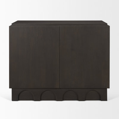 Wagner Solid Mango Wood Accent Cabinet with Scalloped Arched Cutouts and Concealed Pulls
