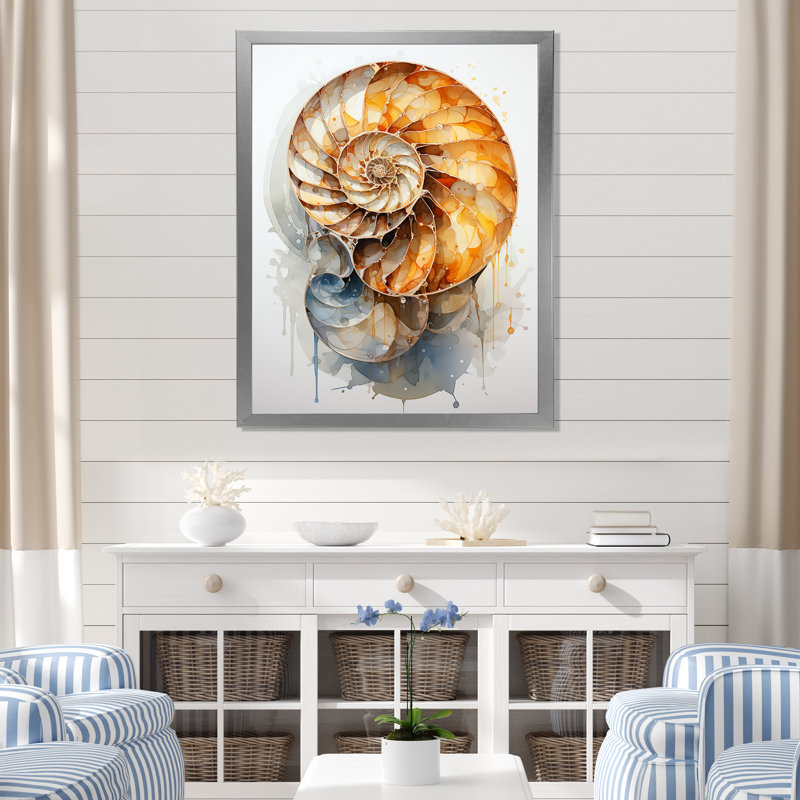 Golden Sea Sheel Spiral I, H 40 po x l 30 po x P 1,5 po, Cadre simple argenté