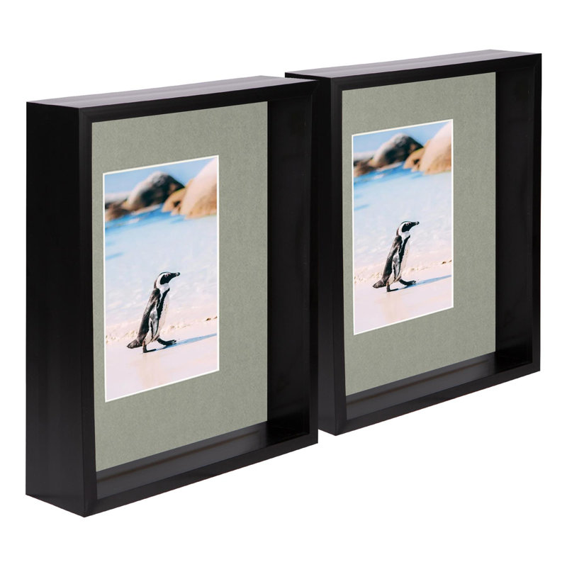 Nicola Spring - 8" x 10" 3D Deep Box Photo Frames - 5" x 7" Mount, Black, 5" x 7"