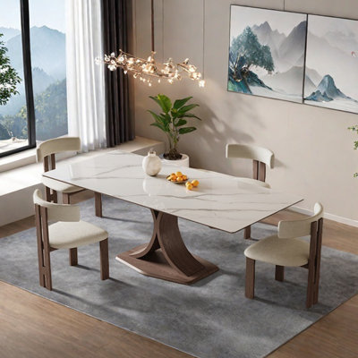 Rectangle sintered stone simple dining table set