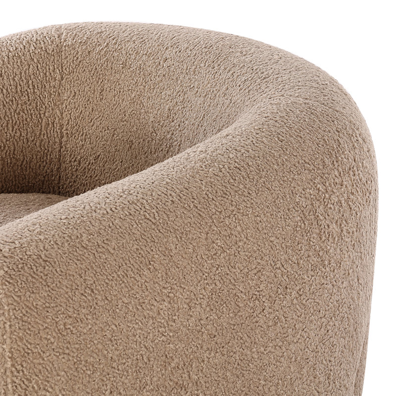 Lyla 38" W Polyester Blend Barrel Chair, Sheepskin Camel Sherpa