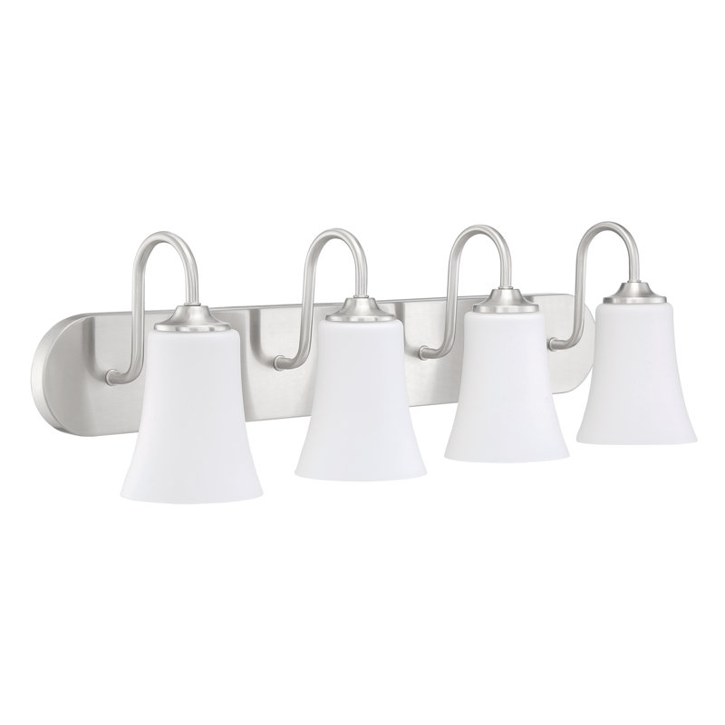 Abubaker 4 - Light Dimmable Vanity Light, Brushed Polished Nickel, White Frosted