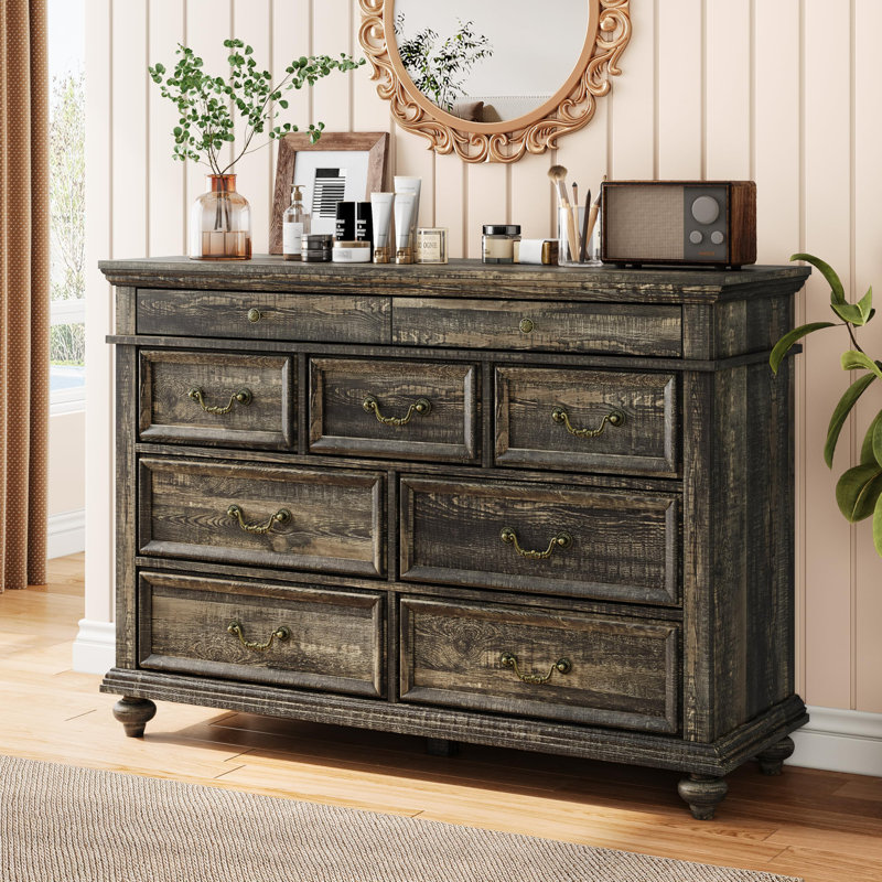 Commode 9 tiroirs Farmhouse, Noir, noir, noir, noir