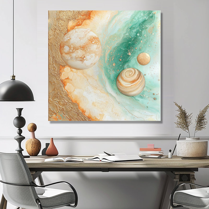 Mystic Glow Of Planets - Art mural imprimé, H 36 po x l 36 po, Toile tendue, Ne s’applique pas