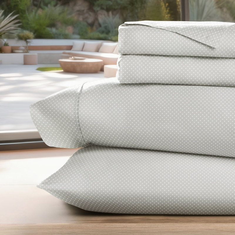 Home My Heart Pattern Microfiber Sheet Set, Light Gray, King Sheet Set + 1 Fitted Sheet + 2 Pillowcases