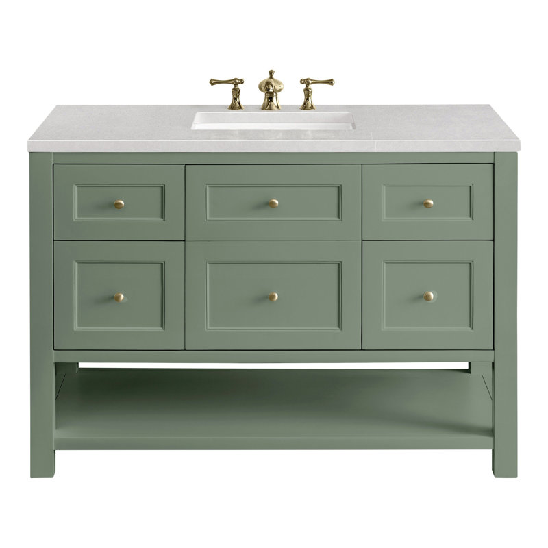 Breckenridge 48'' W Single Vanity, Carrara White, 8" Widespread, Smokey Celadon