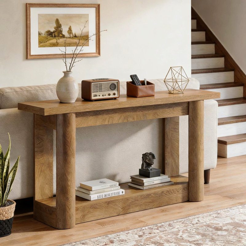 2-Tier Foyer Table,Entryway Sofa Table,Console Table, Brown Oak