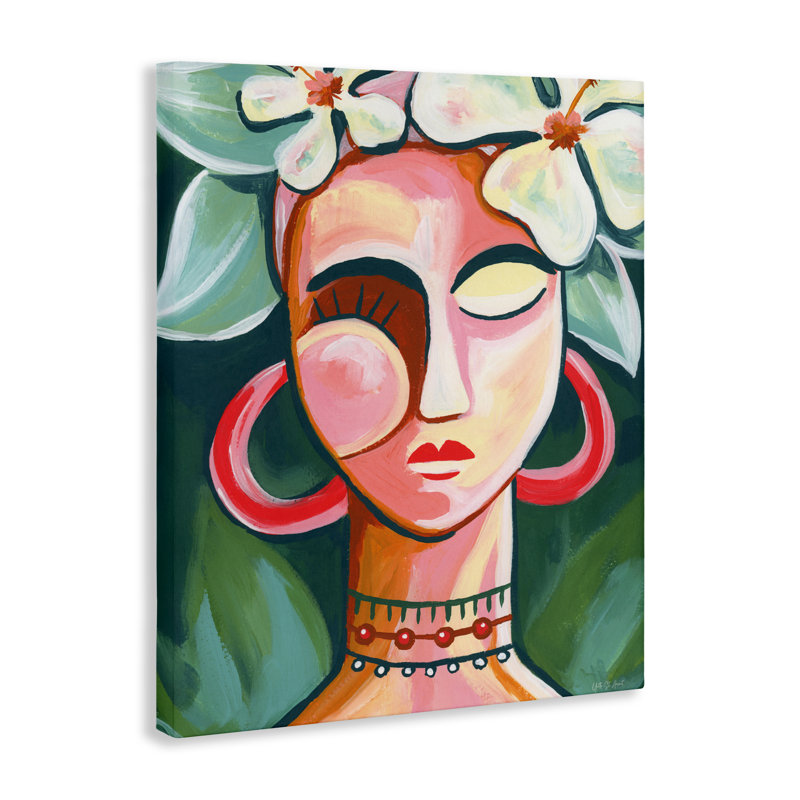 Portrait, toile sous les tropiques, conception par Yvette St. Amant, H 20 po x l 16 po