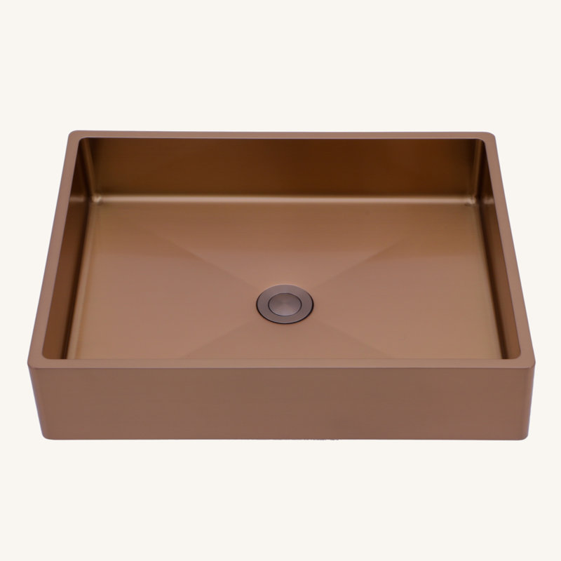 19"X15" Stainless Steel Bathroom Sink With Pop Up Drain, Rose Gold
