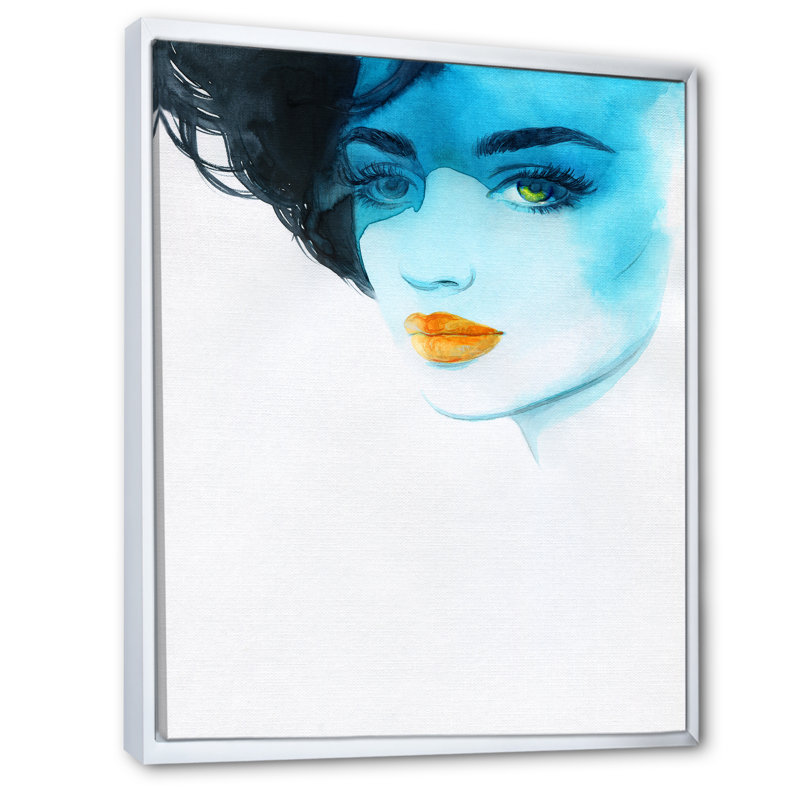 Portrait d'un élégant mannequin X - œuvre d'art sur toile Glam, H 12 po x l 8 po x P 1 po, Cadre photo blanc