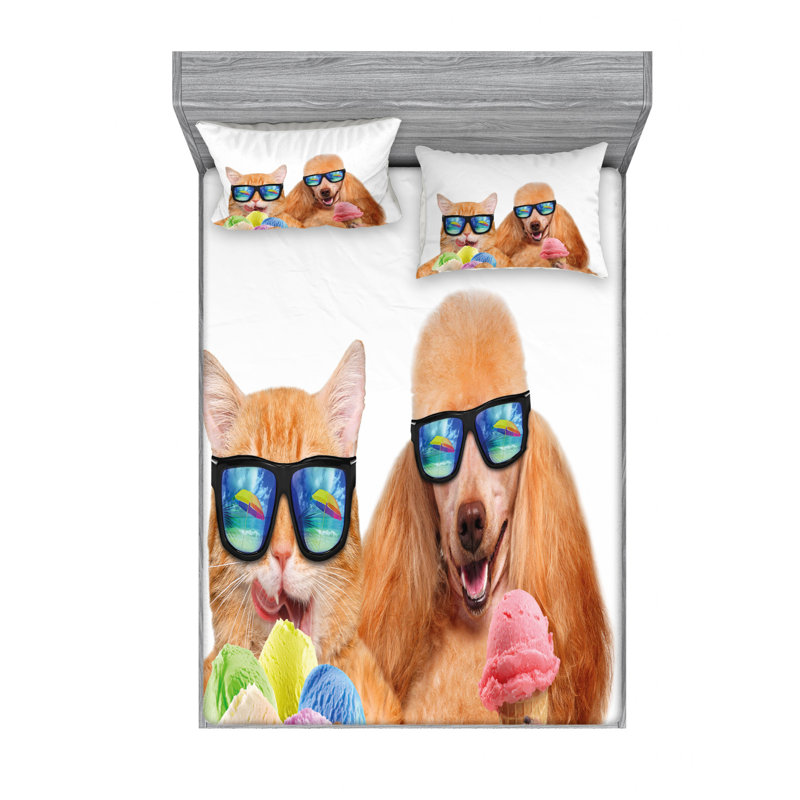 Ensemble de draps Cat Ice, Ensemble de drap pour grand lit avec drap-housse