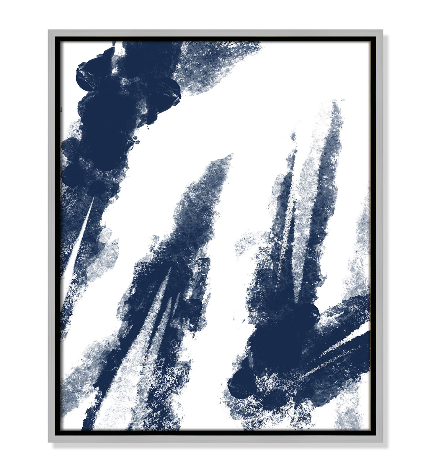 Ferne "Navy Striking Seams 2" Print, 21.5" H x 17.5" W x 2" D, Silver Framed Canvas