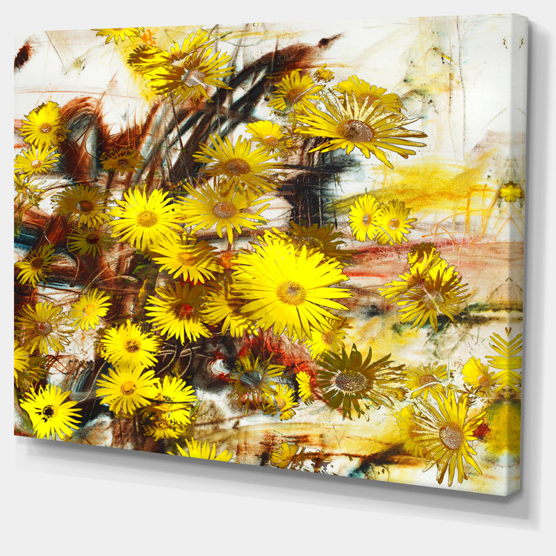 «Yellow Flowers Watercolor Illustration», reproduction sur toile, H 20 po x l 20 po x P 1 po
