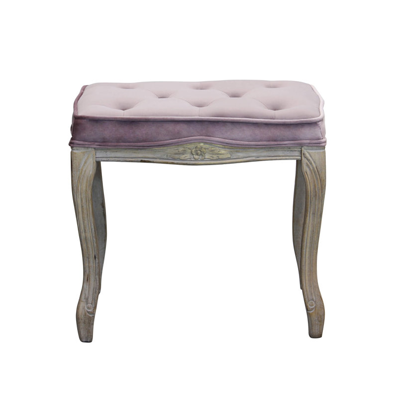 Heidi Solid Wood Accent Stool, Pink