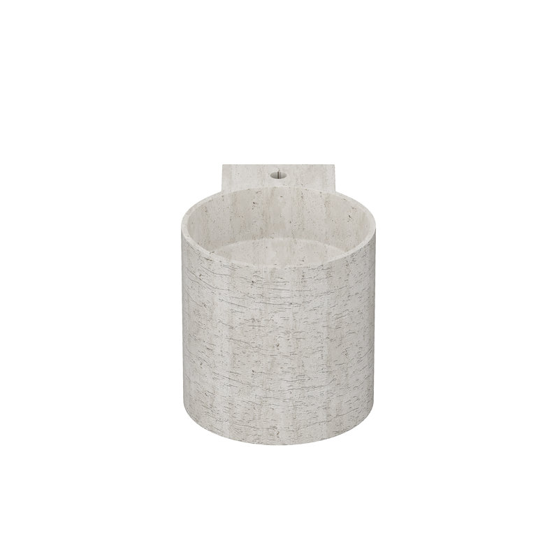 Lavabo de salle de bain mural rond 16 "à surface solide avec support de fixation, lavabo moderne d'aspect marbre, Gray