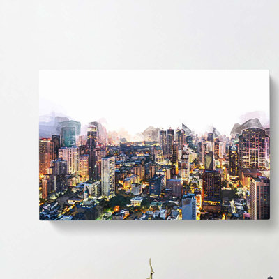 Bangkok Skyline in Thailand in Abstract - Wrapped Canvas