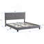 King Size Upholstered Platform Bed Frame, Button - Tufted Linen Headboard, Wood Slat, Grey