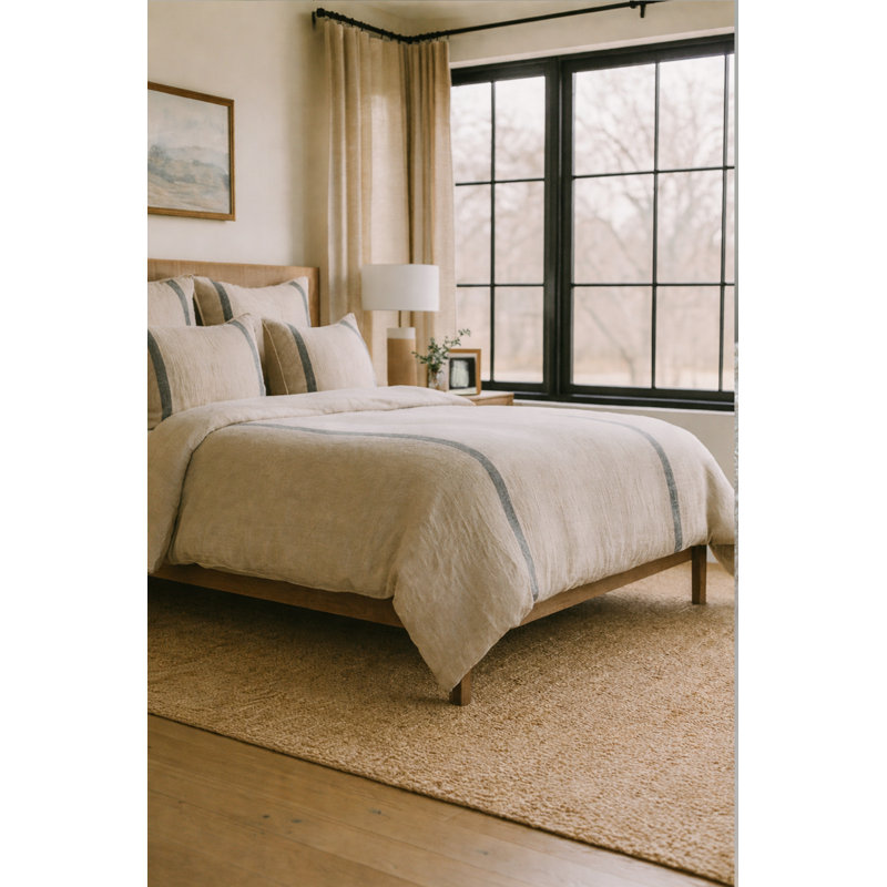  Housse de couette 100% lin Rory Herringbone, Housse de couette pour grand lit, Tanné