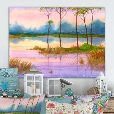 «Spring Sunrise By The Lake», reproduction d'art sur toile encadrée