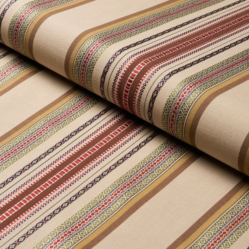 Wellington Stripe Fabric, White/Beige