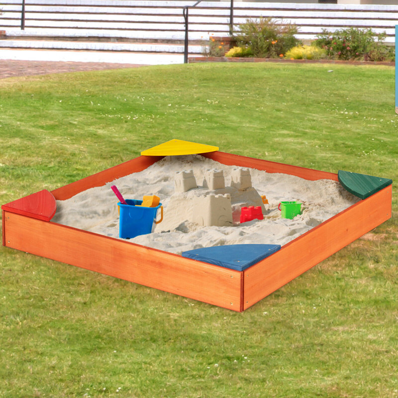 Gymax 35'' x 5'' Solid Wood Square Sandbox