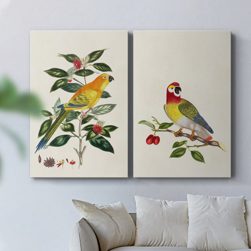 Oiseau en toile tendue avec châssis V-Premium - prêt à être accroché, H 48 po x l 64 po