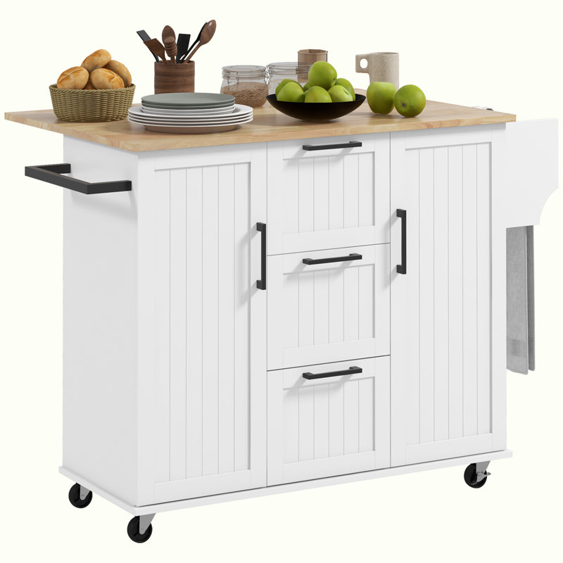 Chariot de cuisine roulant sur roulettes avec 3 tiroirs, 2 armoires