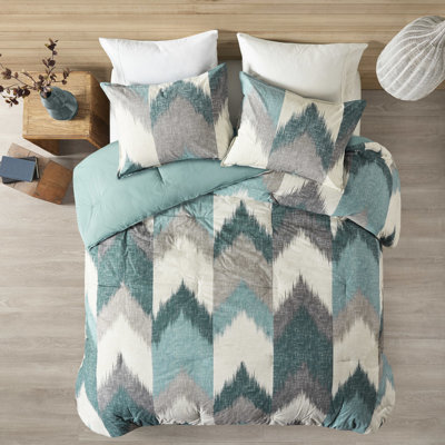 Édredon très grand / très grand, coton imprimé, rembourré, 2 taies décoratives assorties 3 pièces