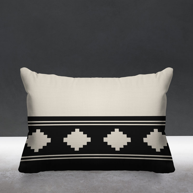 Coussin intérieur / extérieur Ector Southwestern, Noir