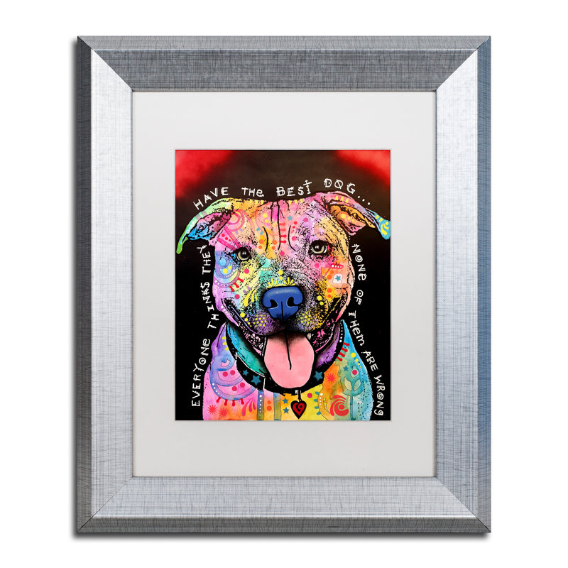 « best dog », impression, H 14 po x l 11 po x P 0,5 po, Blanc, Encadrement grain de bois