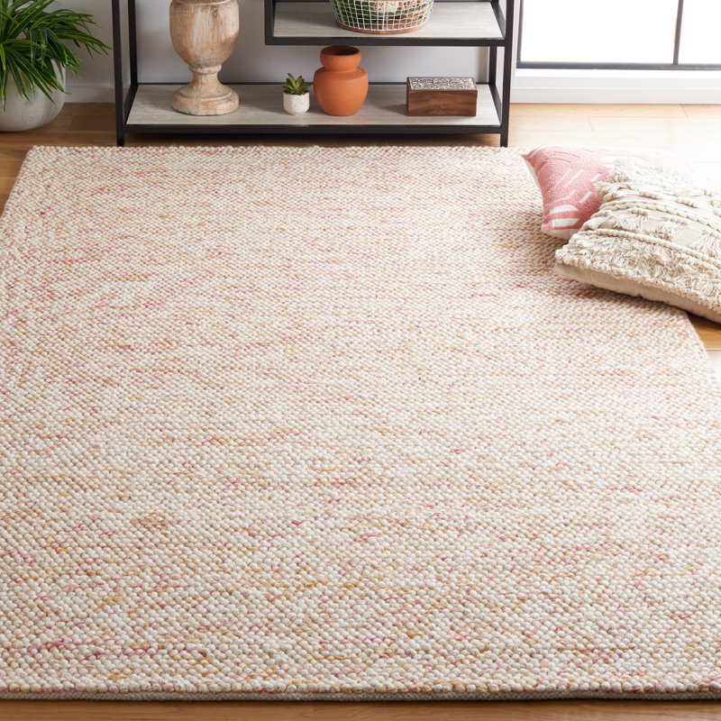 Tapis géométrique tissé à la main rouge / ivoire Almus, Rectangle 6 pi x 9 pi