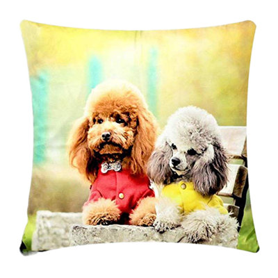 Didy Poodles On A Bench Friendship Square Throw Pillow Cover