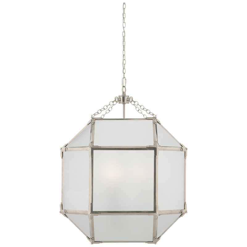 Suzanne Kasler Morris Small Lantern, 26" H x 18.5" W x 18.5" D, Gray, Polished Nickel