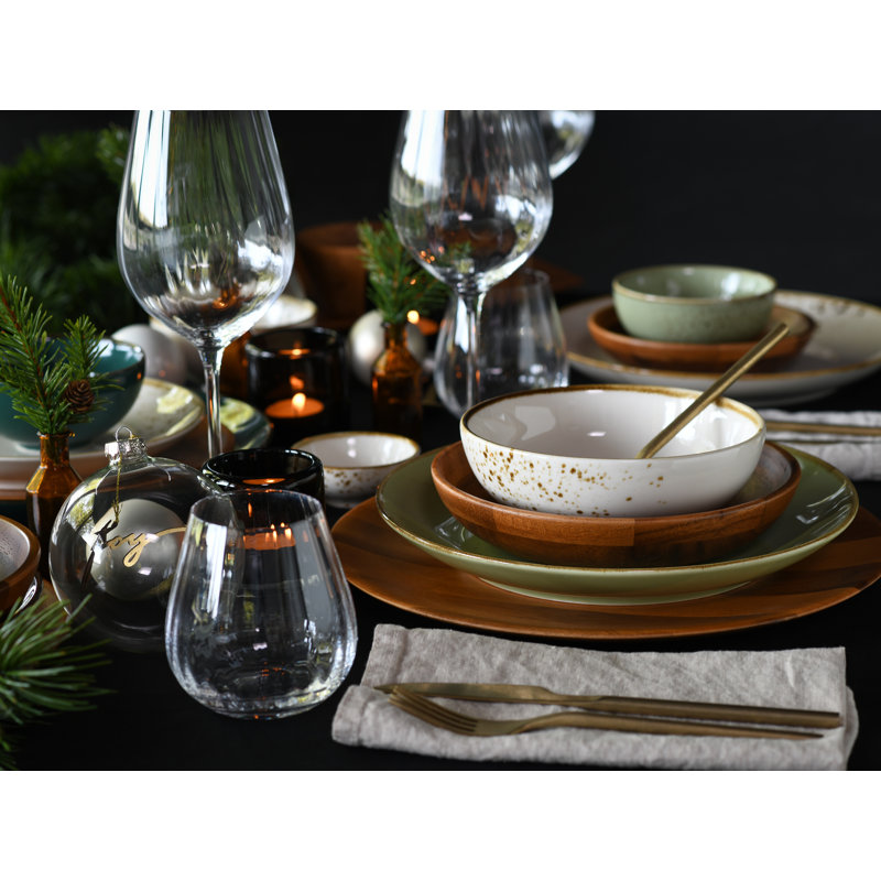 Nature Creatable 21577 Acacia Wood - Nature Collection 4 Piece Wooden Soup Plate Set