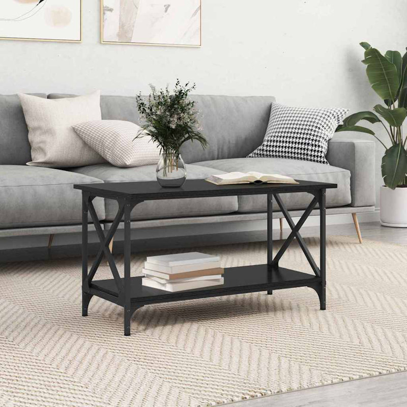 Coffee Table with Storage, Black Oak