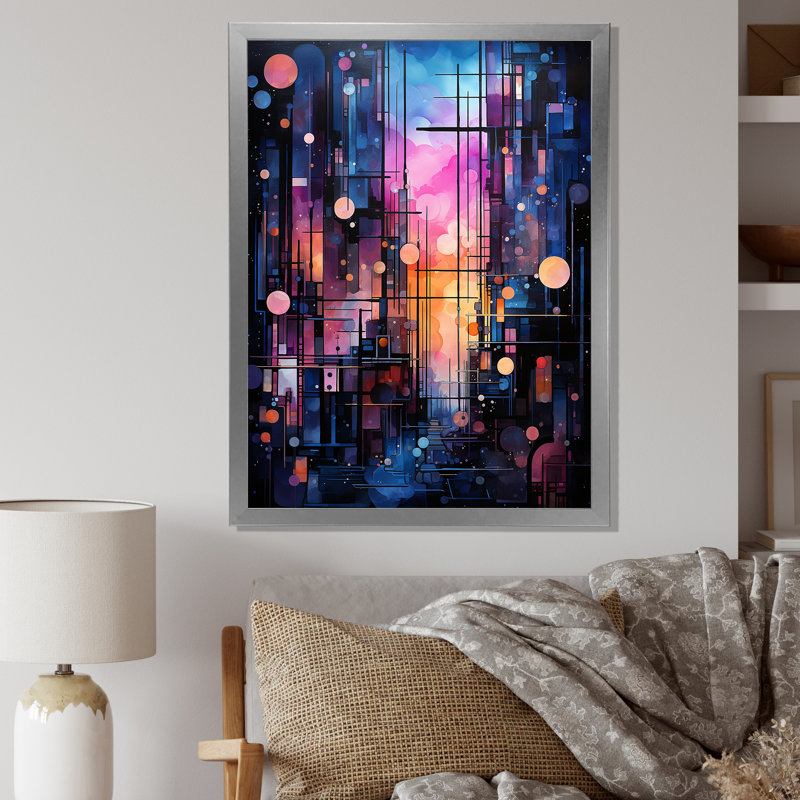 «Abstract Northern Luminous Night 1 - Northern Lights», art mural, H 20 po x l 12 po x P 1 po, Cadre photo argenté
