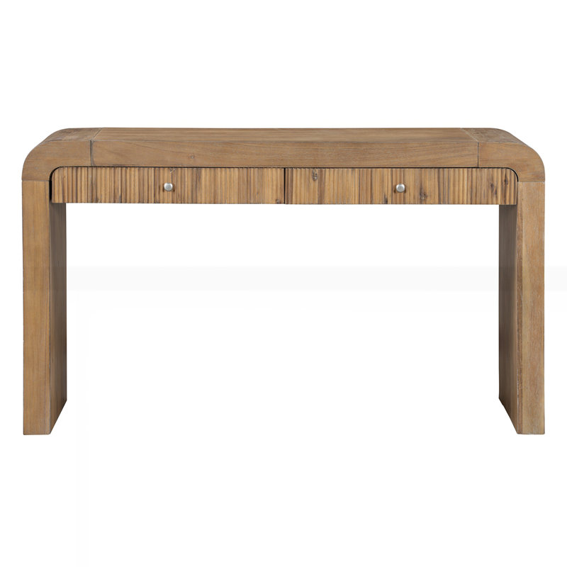 Rustic Console Table with Fluted Drawer Front, Natural