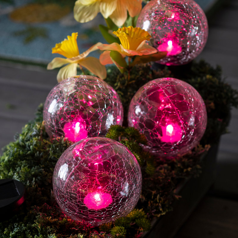 Color-Changing Solar Globe Pathway Light Set with Remote