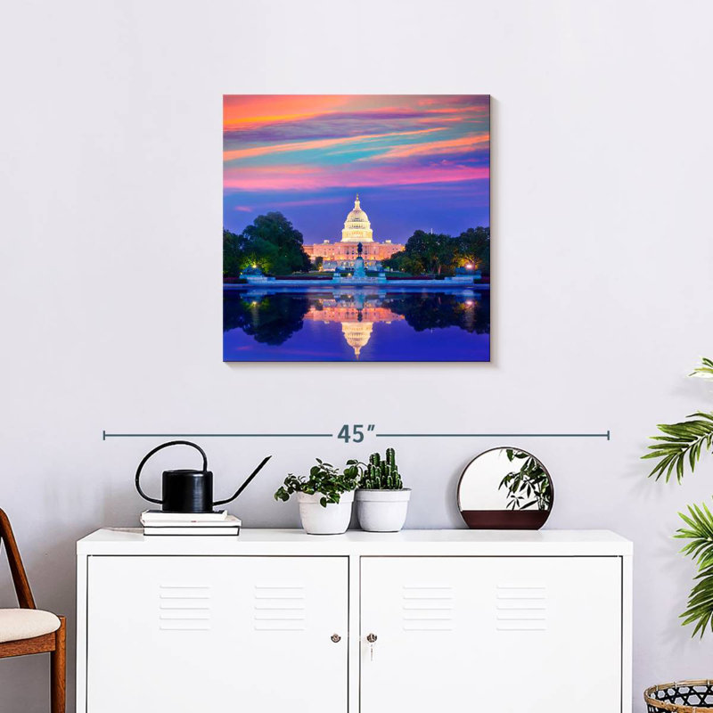 Lilie, Capitole des États-Unis, couleurs coucher de soleil, H 24 po x l 24 po