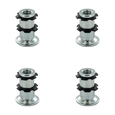 Outwater Industries Double Star Threaded Caster Insert | Heat Treated Steel | Fits 3/4 Inch Round 16-18 Gauge Tube | THREAD: 5/16-18 | 4 PACK