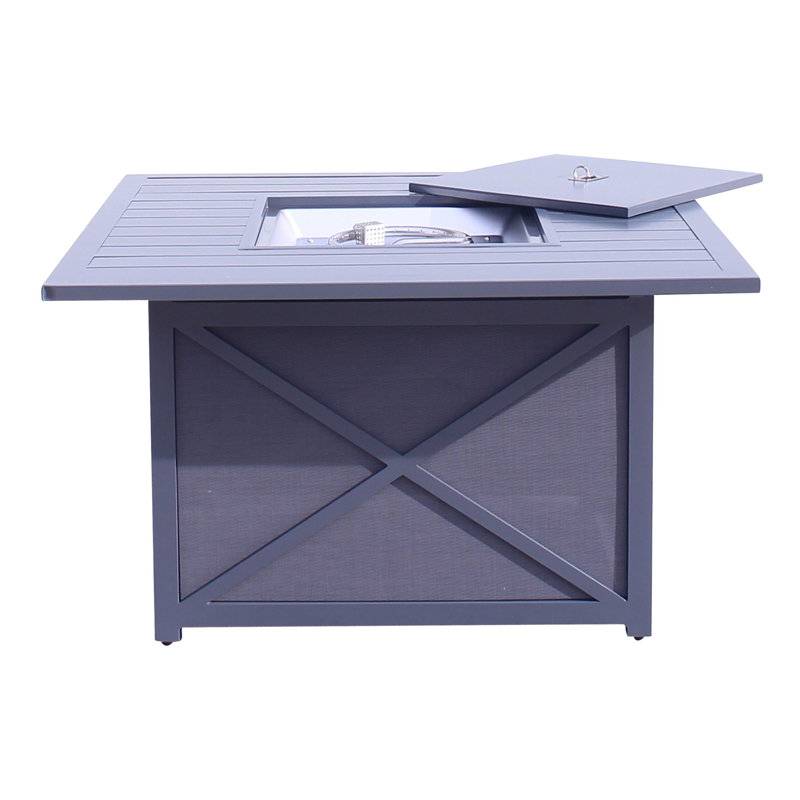 Ensemble de foyer carré gris foncé 5 pièces Courtyard Casual Santa Fe avec 1 foyer et 4 chaises