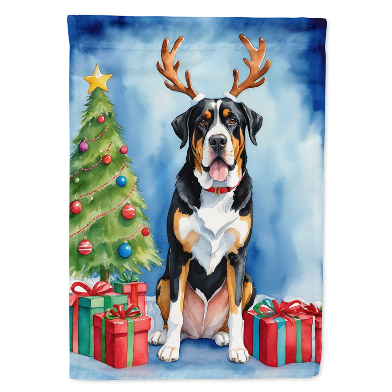 Drapeau de Noël maison de renne, Grand bouvier suisse