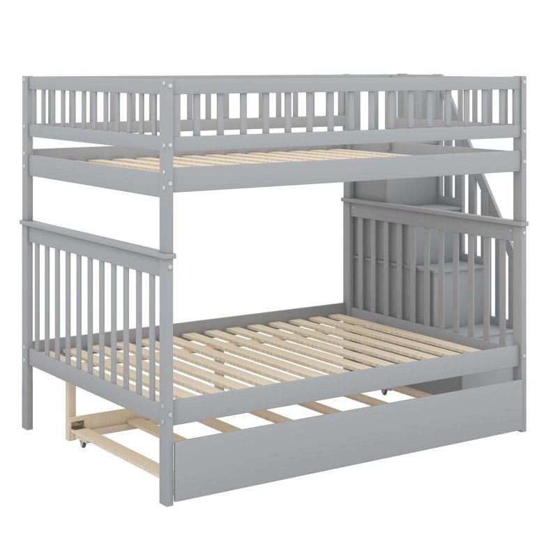 Lit superposé pratique avec lit gigogne sous le lit, Gris